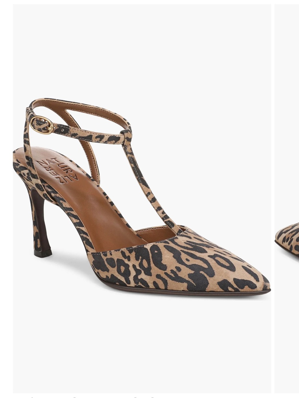Naturalizer T-Strap Pointed Toe Pump Leopard Print 37/US 7
